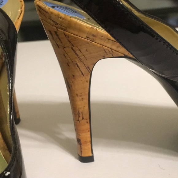 Black and cork sling back heels - Picture 3 of 7